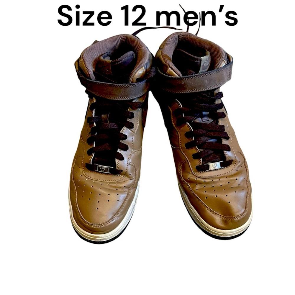 Brown Nike Air Force I High Top Shoes (Model #215123-221) US Men’s 12